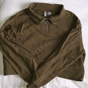 H&M cropped quarter zip sweater